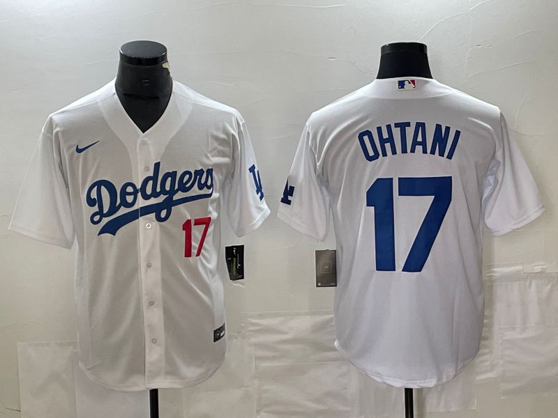 Men Los Angeles Dodgers #17 Ohtani White Nike Game MLB Jersey style 2